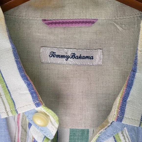 Tommy Bahama Shirt Mens L Linen Relax Long Sleeve Button Up Multicolor Striped - Picture 2 of 8